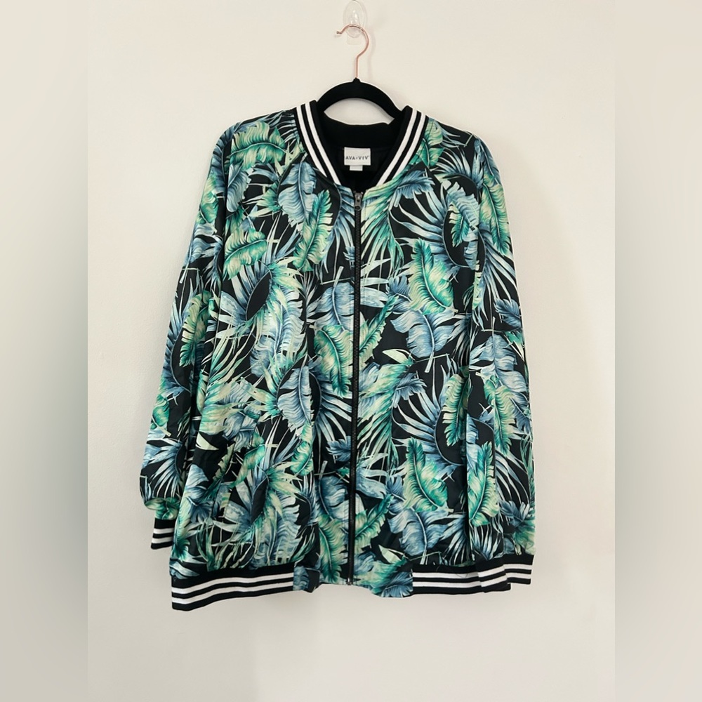 Ava & Viv Palm Bomber Jacket